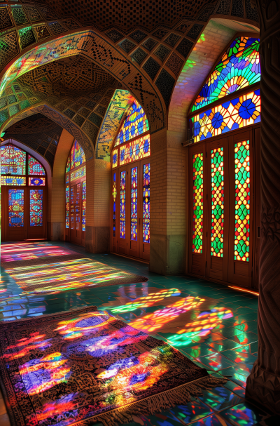 Ornate Building with Colorful Stained Glass