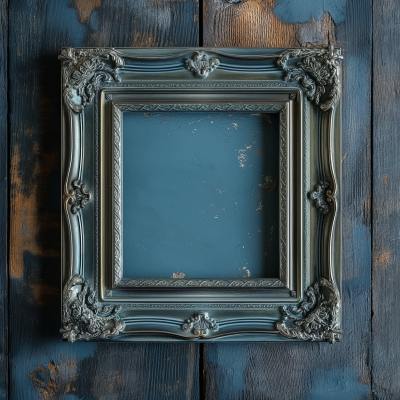 Antique Silver Frame on Wooden Table