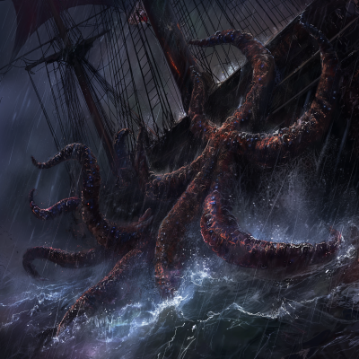 Lovecraftian Starfish on Sailing Ship