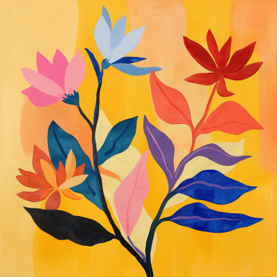 Minimalist Flower Painting in Matisse Style