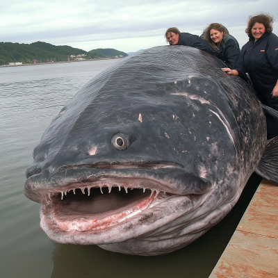 Giant prehistoric fish underwater