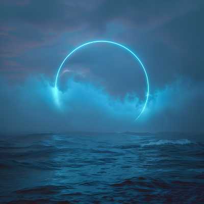 Blue Circle in Fog