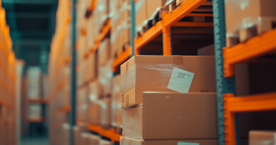 Neatly Stacked Boxes in Warehouse