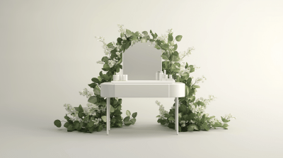 White Vanity Station with Garland