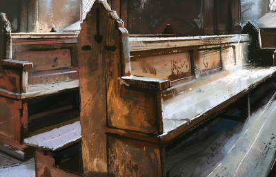 Old Church Pew Illustration