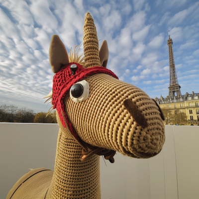 Selfie with Stick Horse and Eiffel Tower