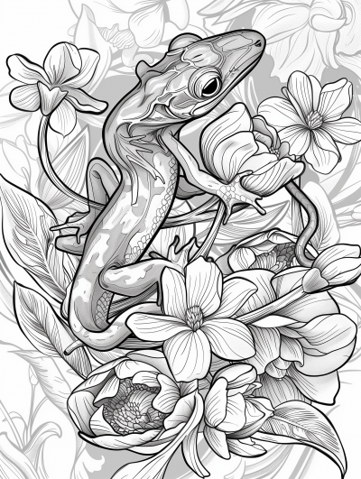 Symmetric Salamander and Flowers