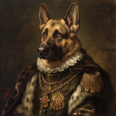 Anthropomorphic Renaissance Portrait of German Shepherd