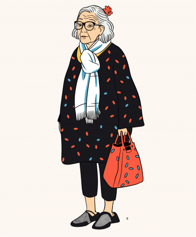 Friendly 60-Year-Old Woman Vector Illustration