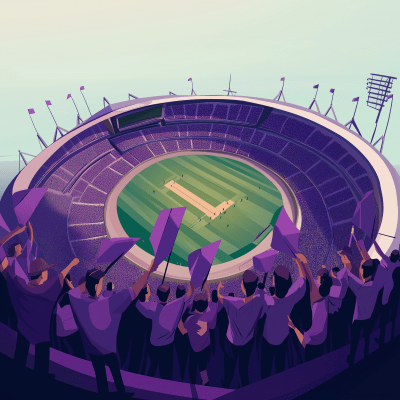 Packed Cricket Stadium Illustration