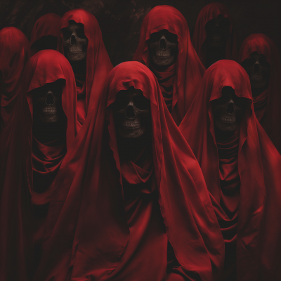 Red Cloaked Figures