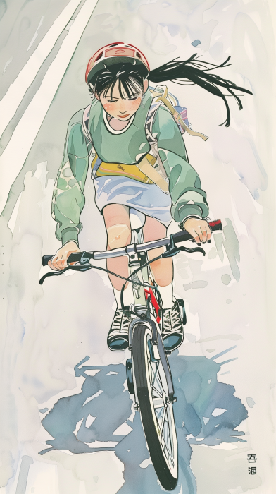 Girl Biking at Sunset