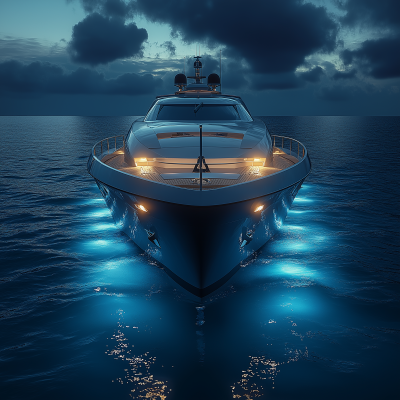 Underwater View of 40m Yacht Bow