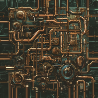 Dieselpunk Copper Piping Vector Background