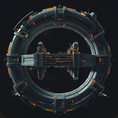 Circular Space Station in Dark Space