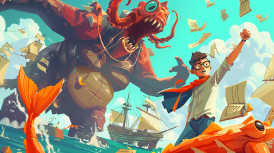 Student Hero vs Evil Sea Monster