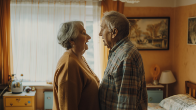 Elderly couple in bedroom