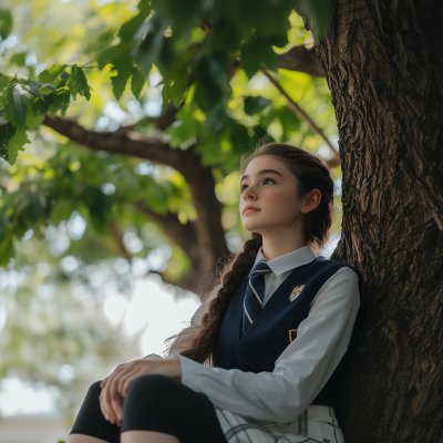 School Student in Tree