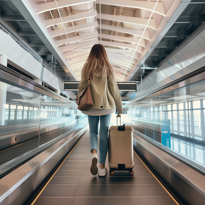 Woman in Airport Walkway