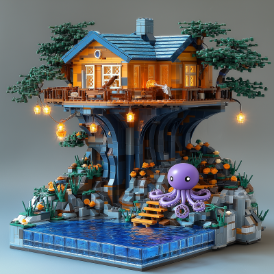 Lego Tree House with Purple Octopus