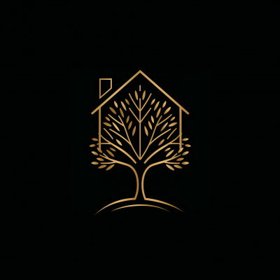 Modern House in a Tree Line Art Logo