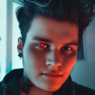 Cyberpunk Male with Red Eyes
