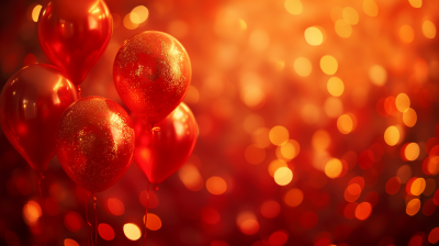 Blurred Party Background with Glitter Balloons