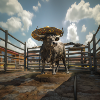 Confused Bull in Sombrero