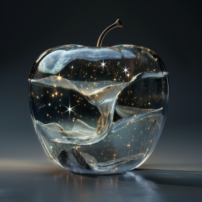 Glass Apple Container with Stars and Sand Rivers