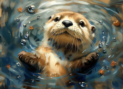 Otter Swimming on Water