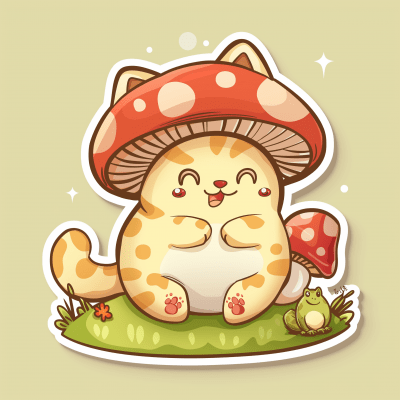 Kawaii Cat Sticker Illustration