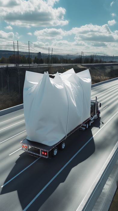 Giant White Luxury Shopping Bag on Semi Truck