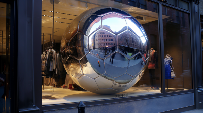 Giant Chrome Soccer Ball in SOHO Store