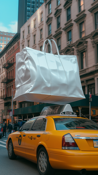 Oversized Luxury Shopping Bag in NYC