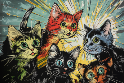 Comic Style Kittens Portrait