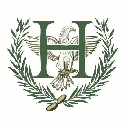 Antique Script Logo with H, Eagle, and Olive Branch