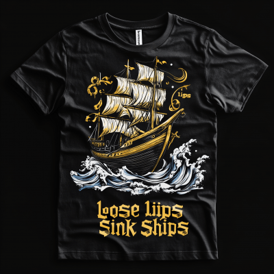 Nautical Themed Loose Lips Sink Ships T-shirt Design