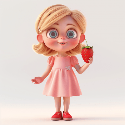 Cute Girl Character in Pixar Style