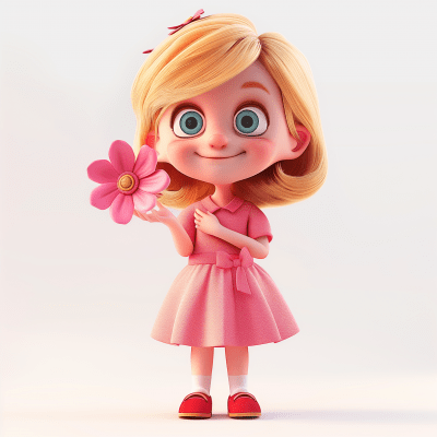 Cute girl character in Pixar style