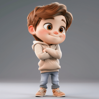 Cute Boy Character in Pixar Style