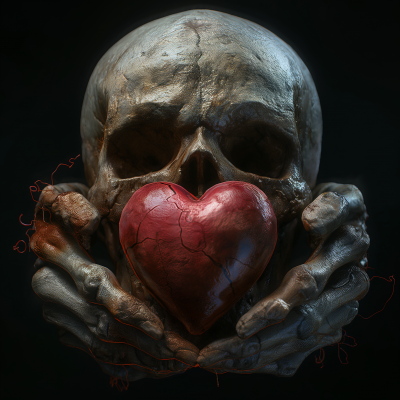 Hyper Realistic Skull with Heart