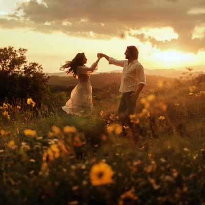 Romantic Dance in Floral Garden