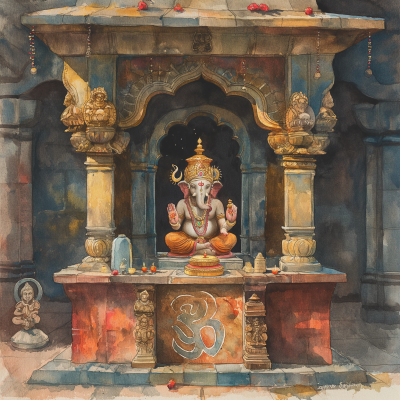 Hindu Shrine Illustration