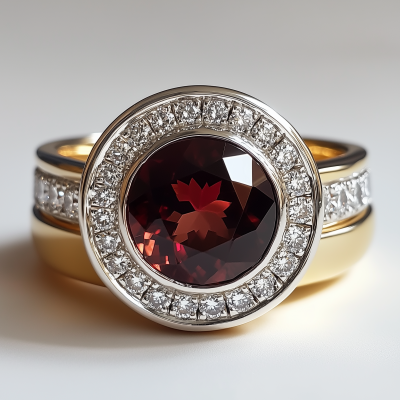 Upside Down Garnet and Diamond Ring