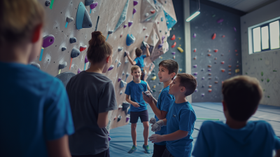 Youth Bouldering Club Training in Indoor Climbing Gym