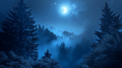 Moonlit Pine Forest