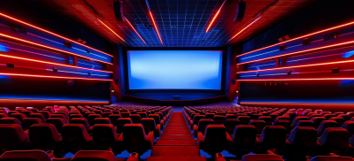 Overhead view of movie theater interior