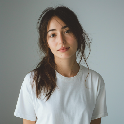 Woman in White T-shirt Studio Photo