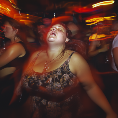 Overweight Modern Woman in Dance Club