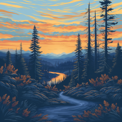 Douglas Fir Forest Landscape